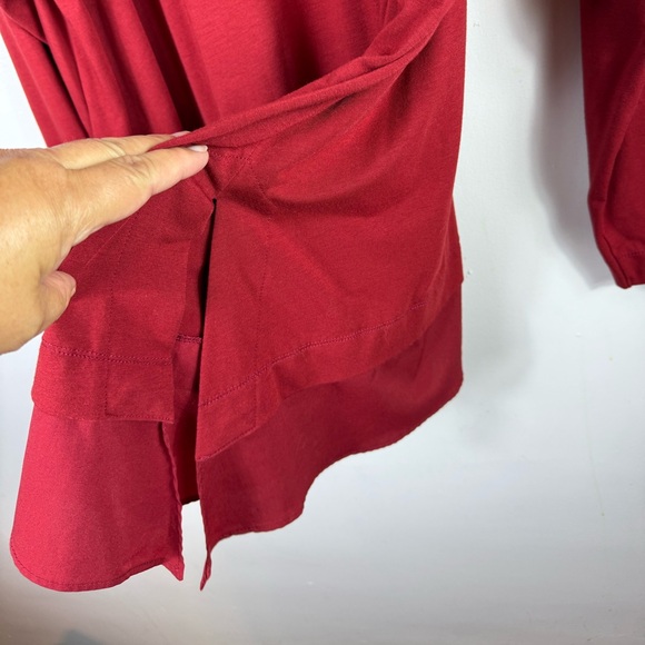 Soft‎ Surroundings Tunic Blouse Red Burgundy 2X Faux Layered Oversized Excellent - Picture 8 of 10